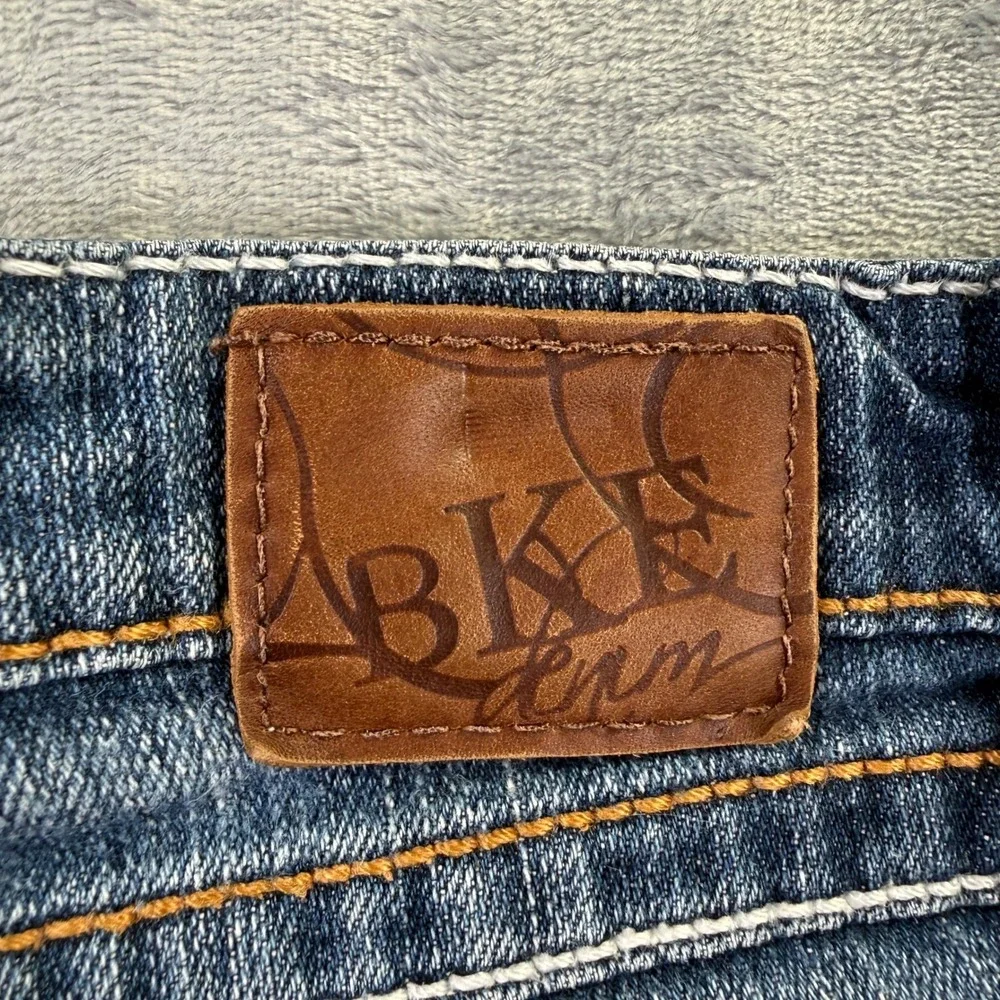 BKE Stella Womens Denim Jean Shorts Size 26 Blue Low Rise Frayed Hem